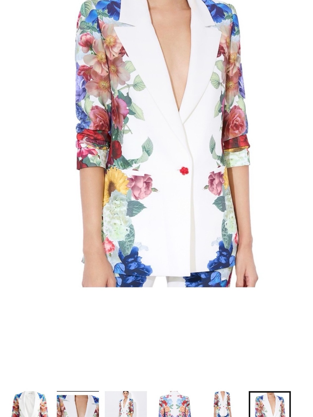 Alice + Olivia White Blazer with Multicolor Floral Print